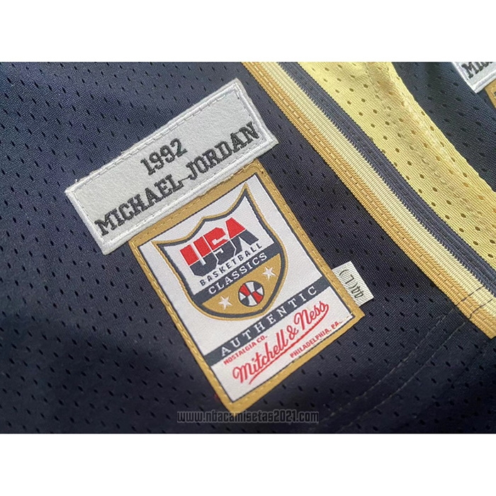 Camiseta USA 1992 Michael Jordan #9 Azul Oro